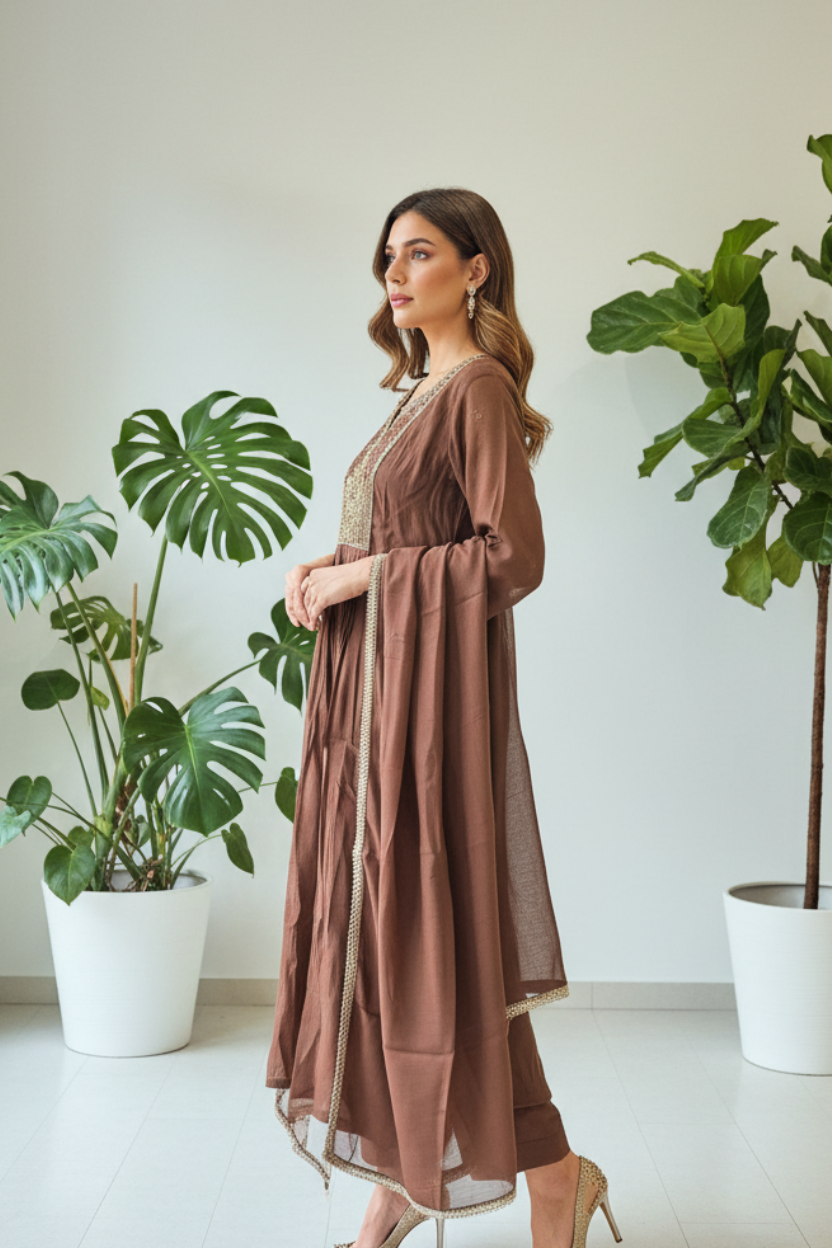 Shahi – Coffee Royale Embroidered Set-SC6WWUJ