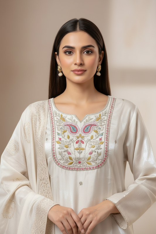 Noor – Pearl Glow Kurta Set (SC2WHAJ-WHITE)