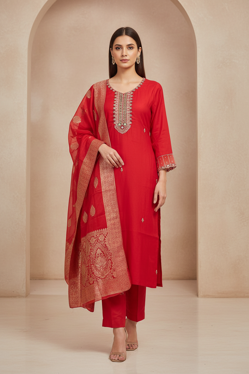 Noor – Red Aura Kurta Set (YC13WWGQ)