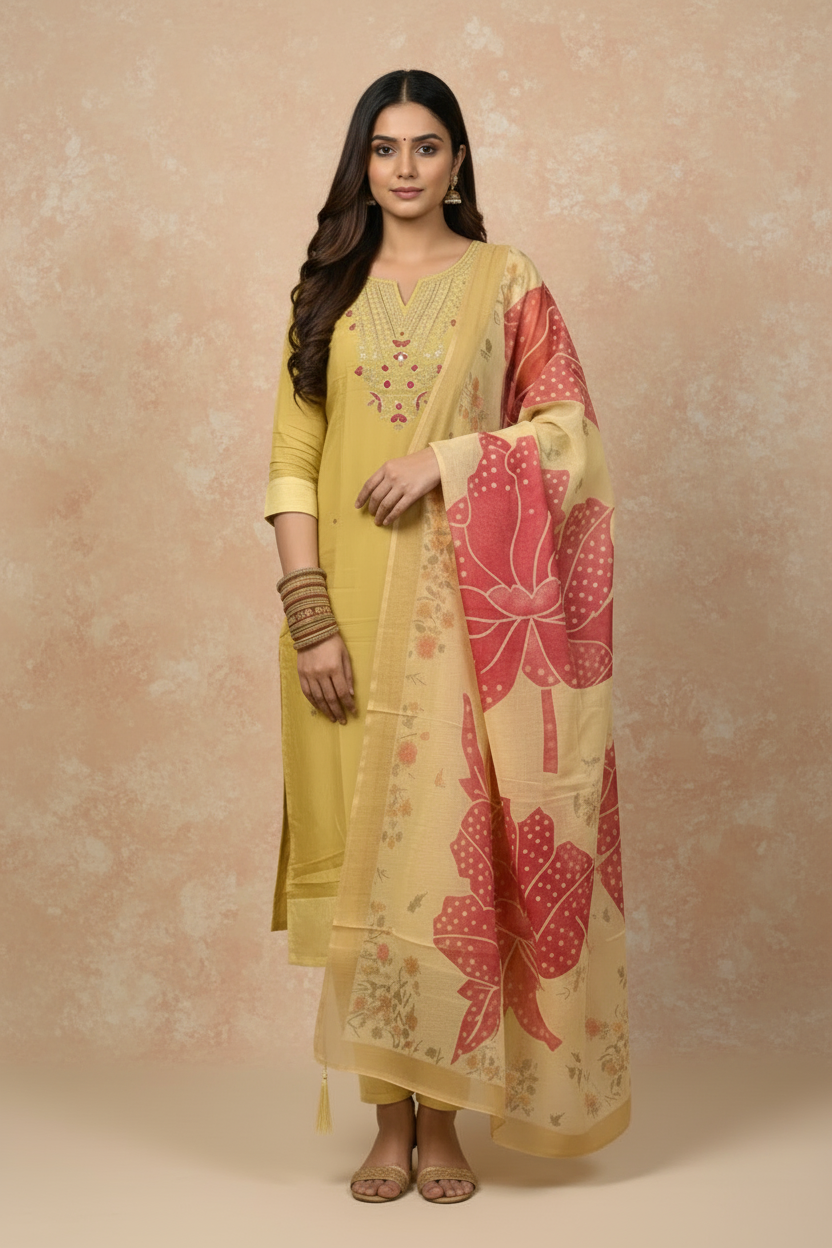 Noor – Yellow Ombre Chanderi Set (AZ2WQIG)