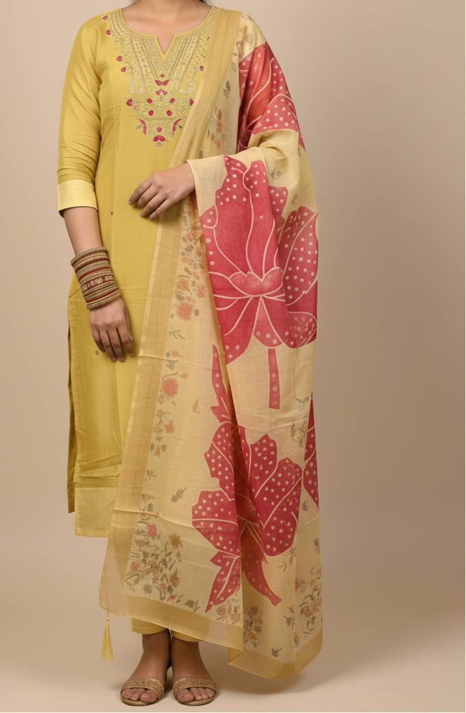 Noor – Yellow Ombre Chanderi Set (AZ2WQIG)