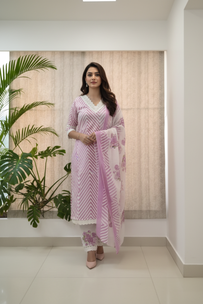 BABY PINK COTTON KURTA SET-DL1UU