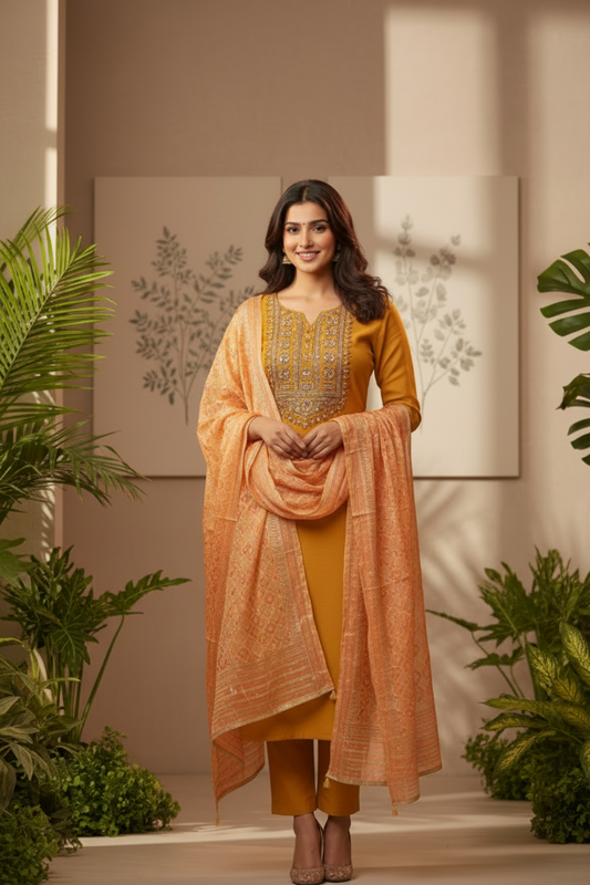 Noor – Golden Mustard Kurta Set (SC4JJQ)