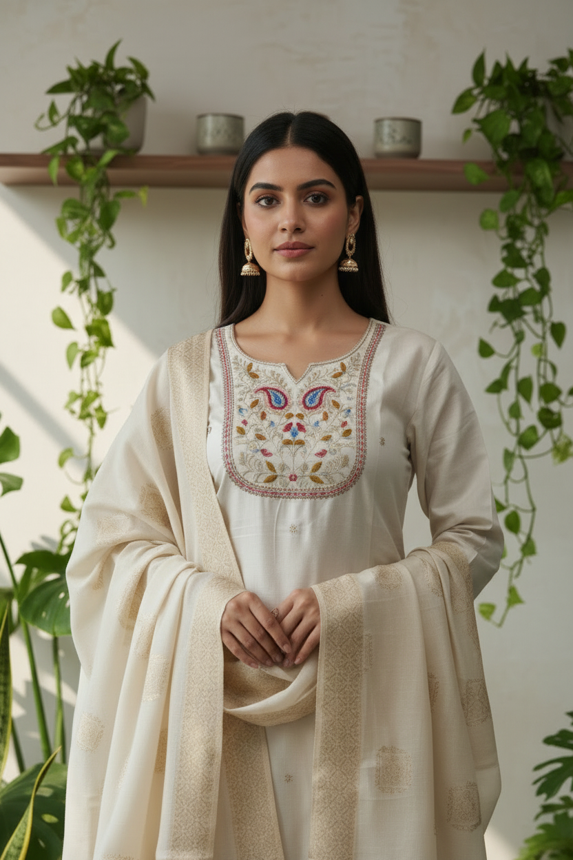 Noor – Pearl Glow Kurta Set (SC2WHAJ-WHITE)