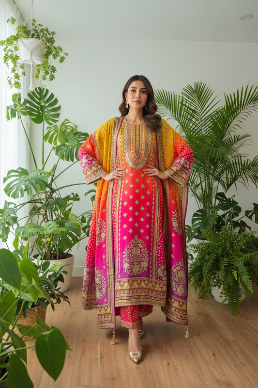 Noor-Saffron Sunset Kurta SetYC8WGQQ