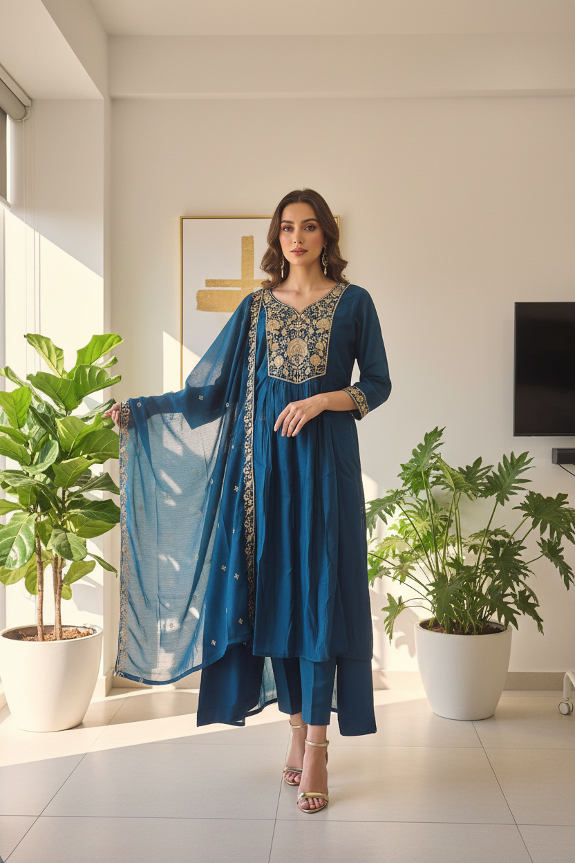 Noor – Teal Aura Kurta Set (SC1WQIG)