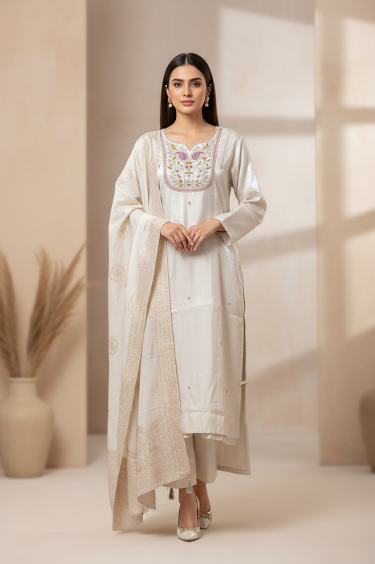 Noor – Pearl Glow Kurta Set (SC2WHAJ-WHITE)