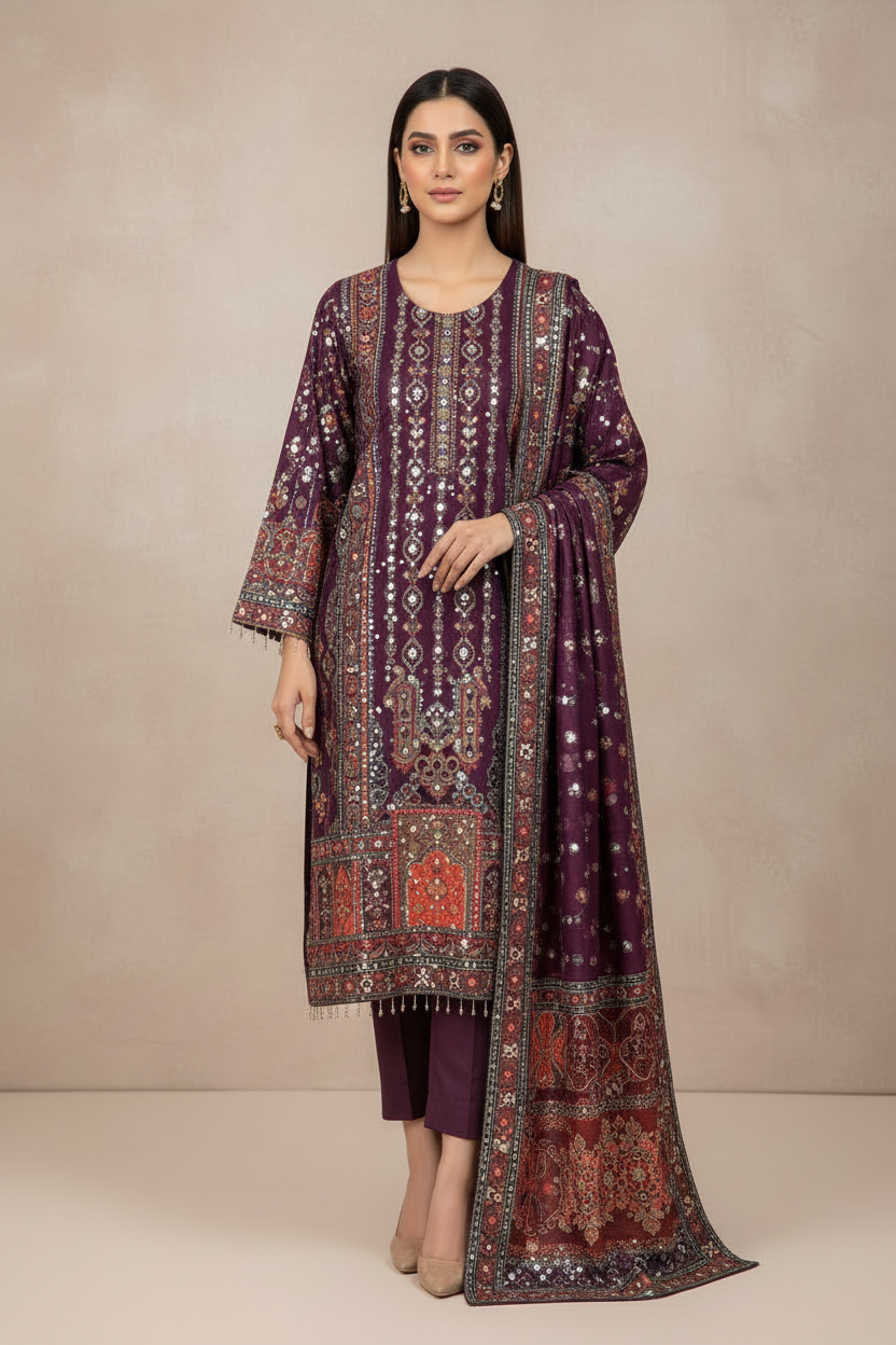 DEEP PURPLE CREPE SET-YC13RIG