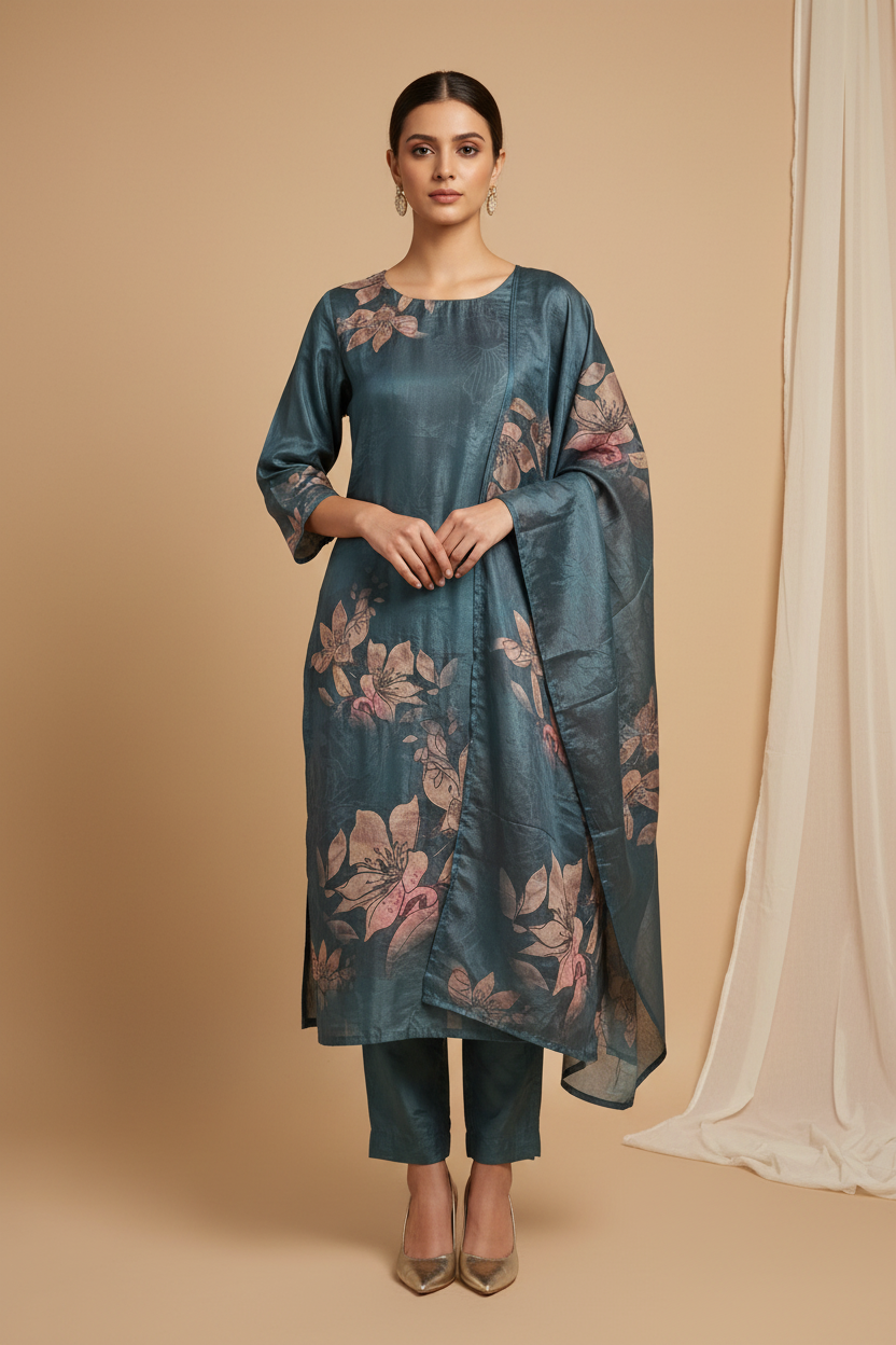 Noor – Mayur Green Crepe Kurta Set (BB2WQIW)