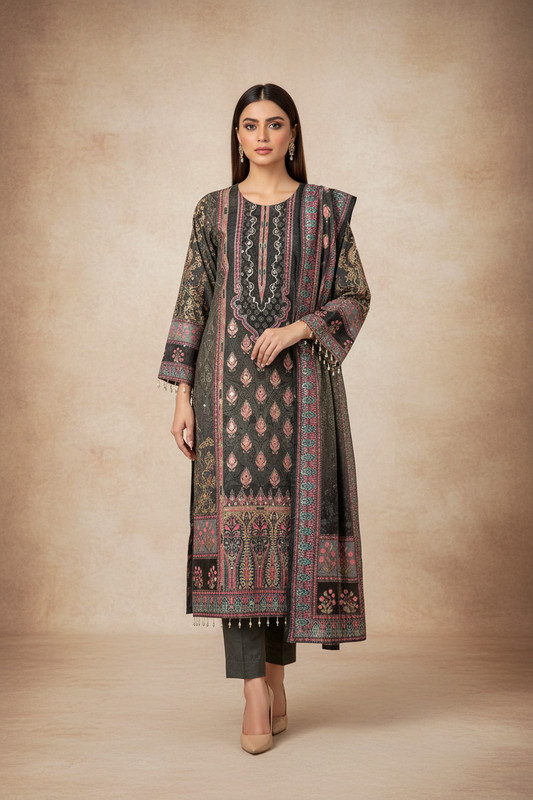 Noor- Olive Green Crepe Kurta Set (YC13JQQ)