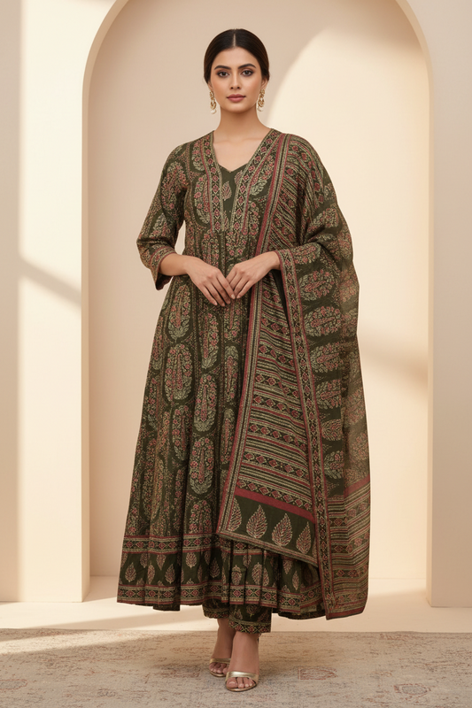 Ajrakh-Inspired Floral Paisley Print