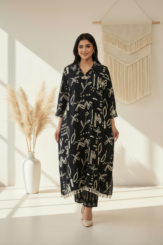 Black Cotton Co-ord Set