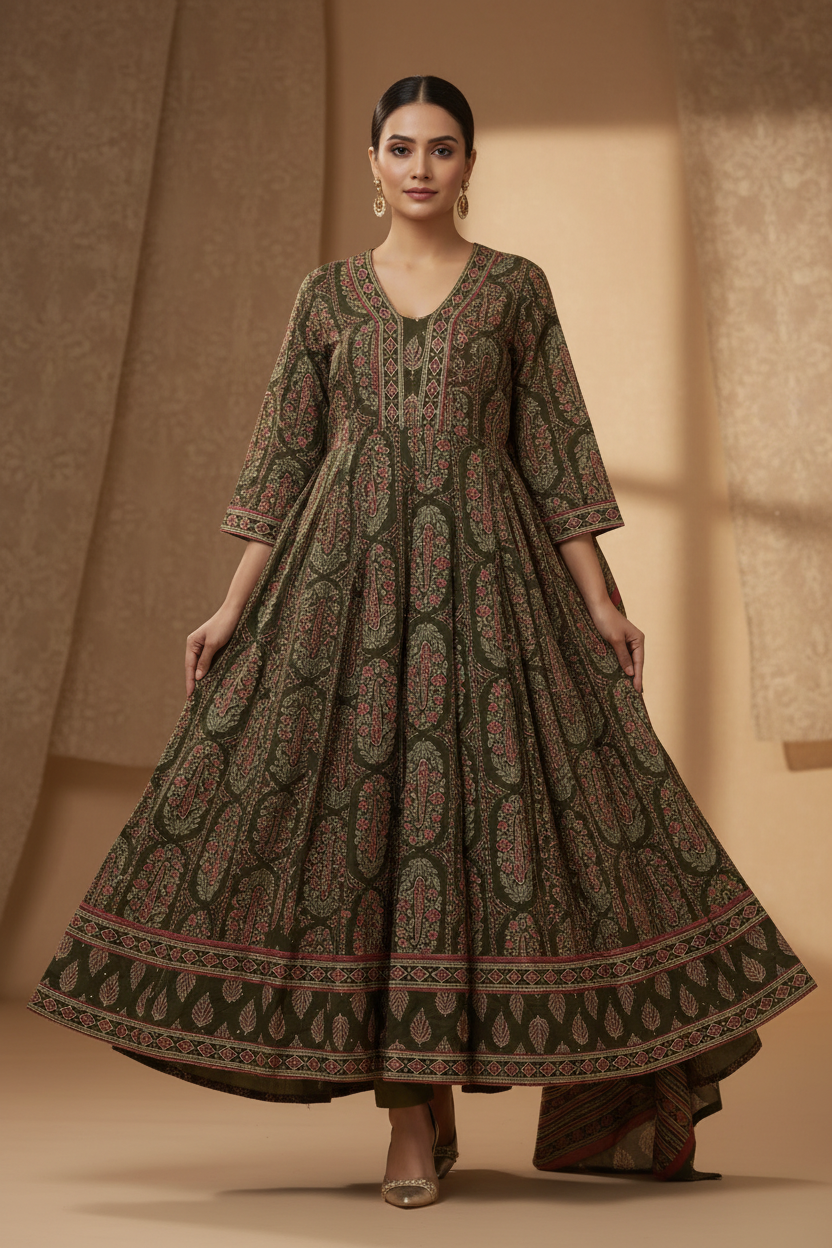 Ajrakh-Inspired Floral Paisley Print